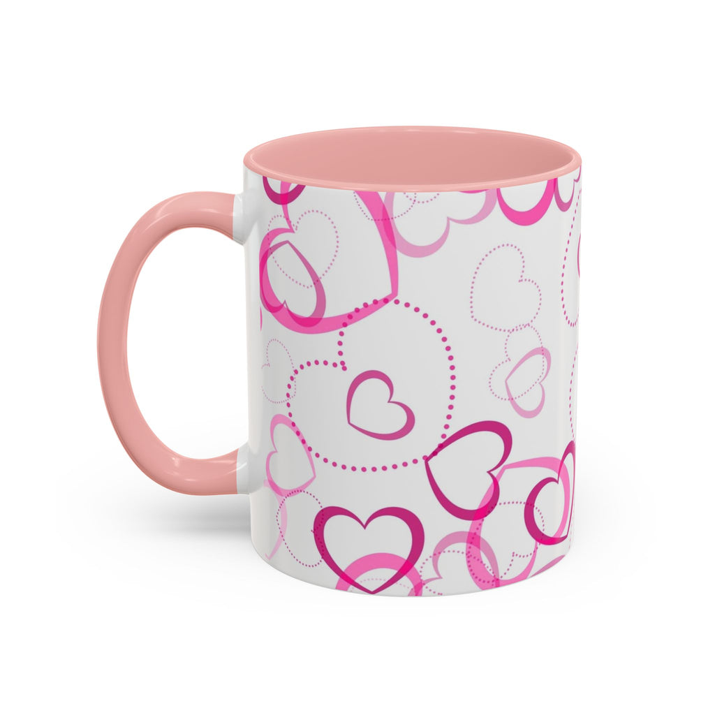 Pink Heart Pattern Accent 11oz & 15oz Coffee Mug