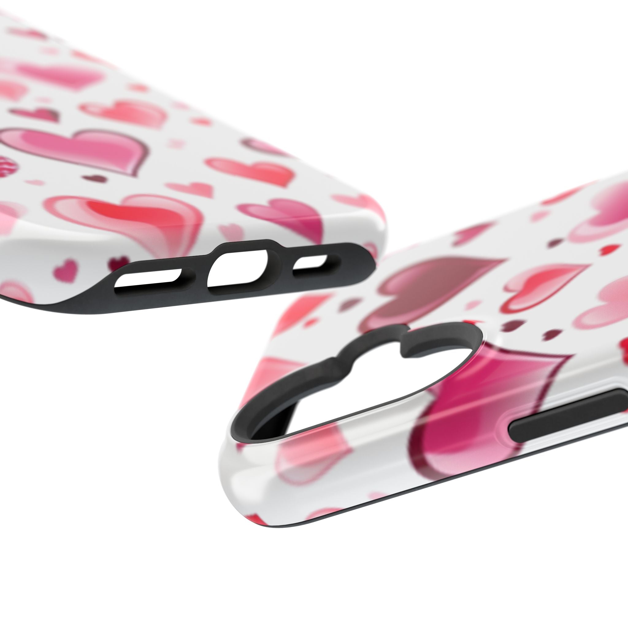 Heart Pattern Magnetic Impact Phone Case Fits iPhone 13-17— Pink & Red Valentine's Protective Cover