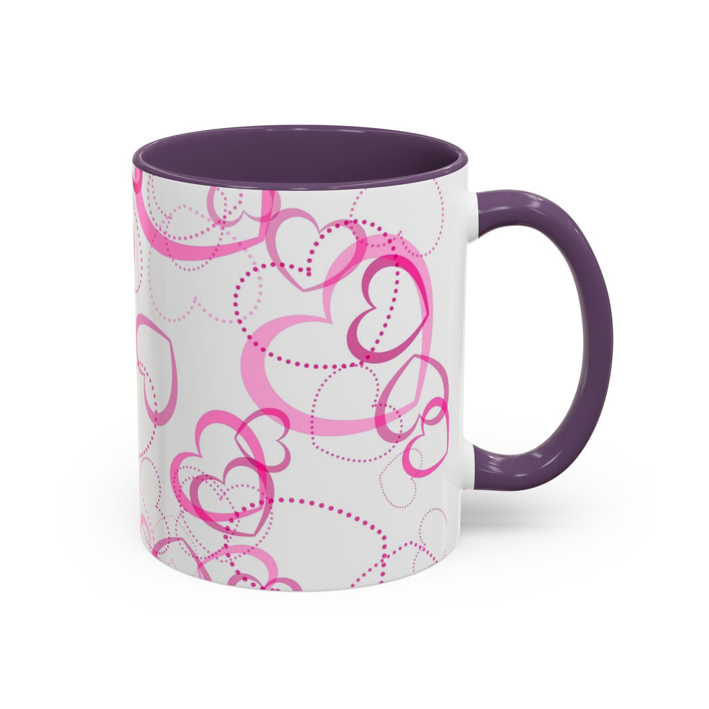 Pink Heart Pattern Accent 11oz & 15oz Coffee Mug